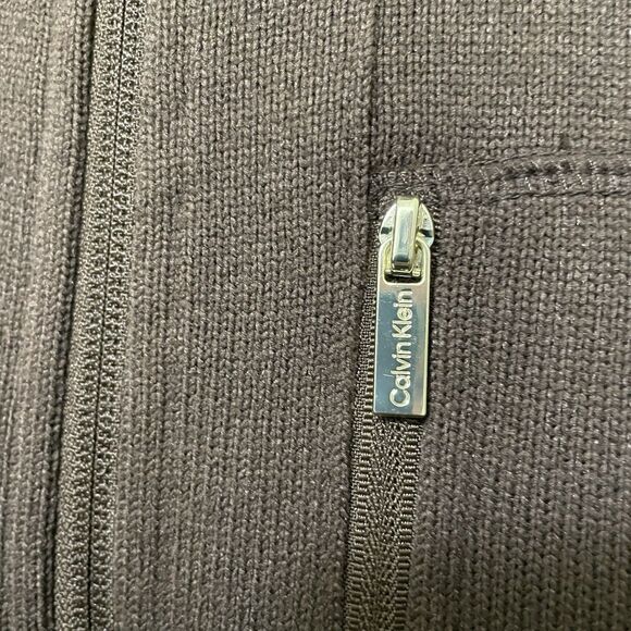 Calvin Klein Knit Full Zip Brown Fleece Jacket Lightweight Women's Small - Picture 4 of 8